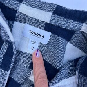 Sonoma Navy and White Checkered Shirt